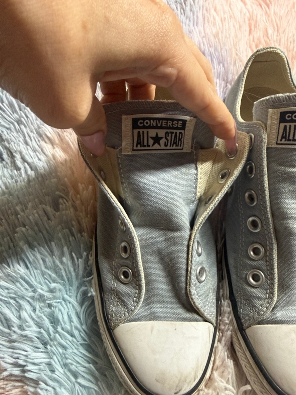 Converse Slip-On Low Top Sneakers - light blue gray size 7.5 - Picture 3 of 7